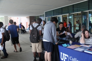 students attending a career fair outside the reitz union