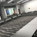 Picture of Innovation Rooms A & B with chairs and tables arranged in u-shape style