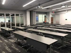 Picture of Innovation Rooms A & B with chairs and tables arranged in classroom style