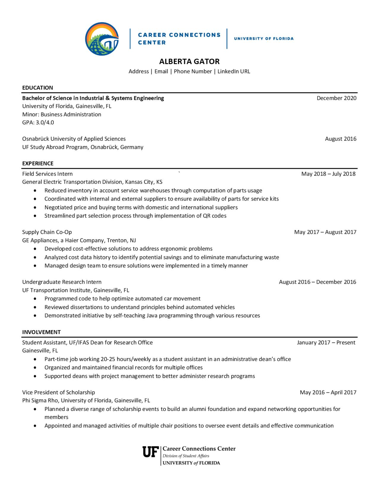 Resumes Career Connections Center